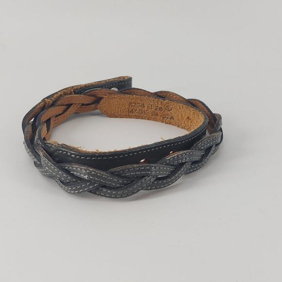 Western Gray Skinny Braided Cowgirl Festival Belt USA 26 XS main image 7